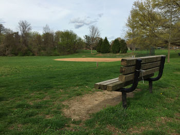 Empty bench in park