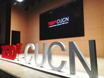 Close-up of information sign