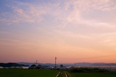 Scenic view of field against sky during sunset