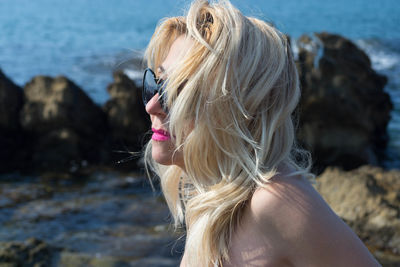 Portrait of woman on beach