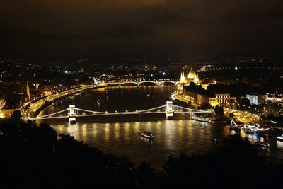 Bridge over river at night