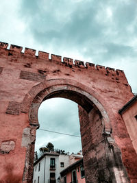 Low angle view of historical building against cloudy sky