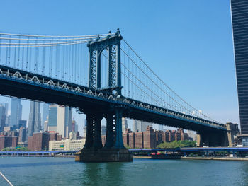 Low angle view of suspension bridge