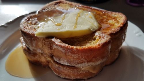 Close-up of bread in plate