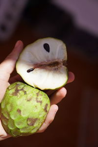 Close-up of hand holding fruit