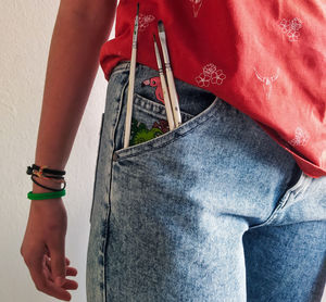 Midsection of man working