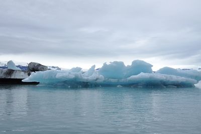 Scenic view of frozen lake against sky