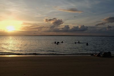 Scenic view of sunset over sea