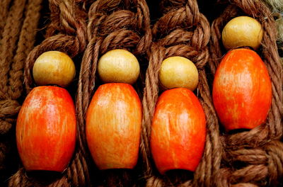 High angle view of pumpkins