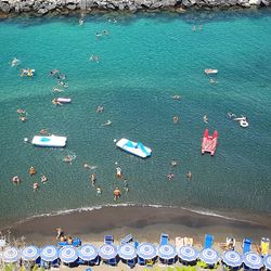 High angle view of people on beach