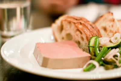 Close-up of meal served in plate on table