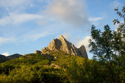 Low angle view of mountain against sky