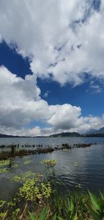 Scenic view of lake against sky