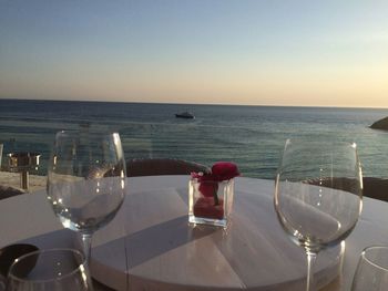 Close-up of wineglass on table