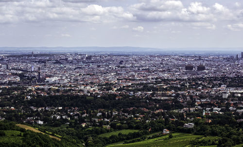 High angle view of townscape against sky
