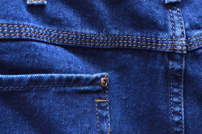 Full frame shot of jeans pocket