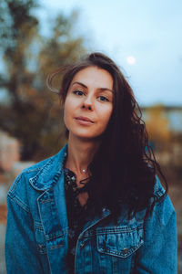 Portrait of a beautiful caucasian woman in the evening