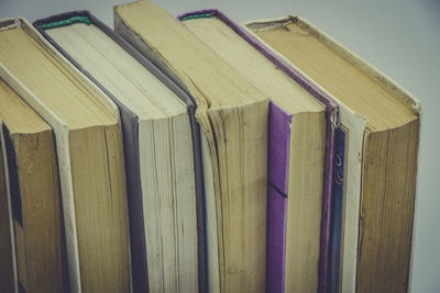 Close-up of books on table