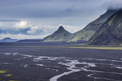 Scenic view of mountains against sky