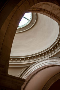 Low angle view of spiral staircase in building