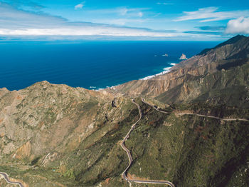 High angle view of sea against sky