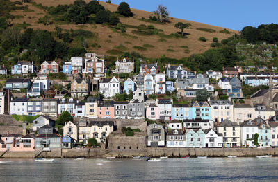 View of dartmouth, devon uk, houses taken from kingswear on the river dart