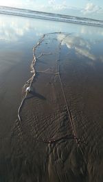 High angle view of land on beach