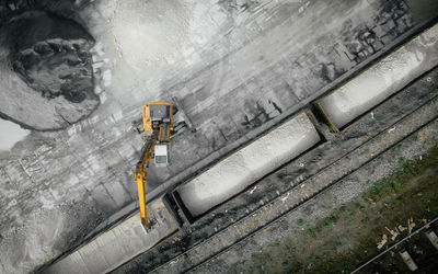 Aerial view of machinery on land