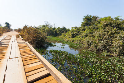 Scenic view of lake against clear sky