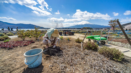 Woman gardening at park