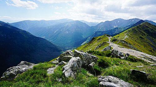 Scenic view of mountains against sky