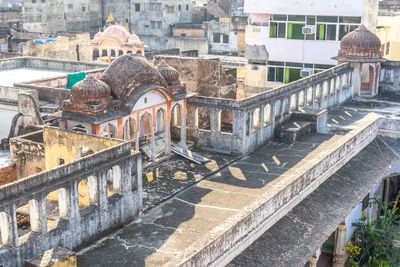 High angle view of buildings in city