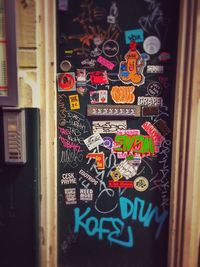 Close-up of text on wall