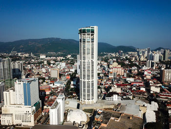 Aerial view komtar with georgetown city.