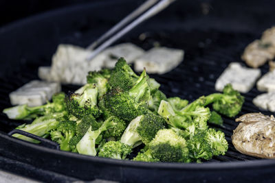 Close-up of green vegetables on table