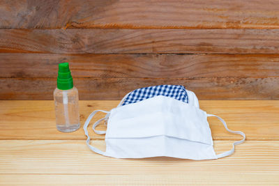 High angle view of drink on table