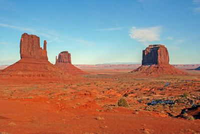 Rock formations on landscape against sky