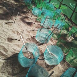 High angle view of fishing net