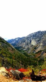 Scenic view of mountains against clear sky