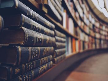 Close-up of books in shelf