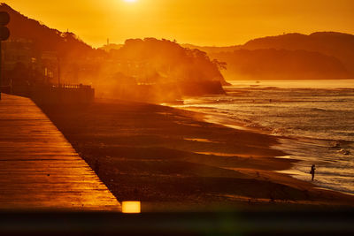 Scenic view of sea against sky during sunset