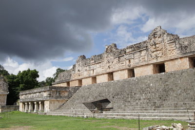 Low angle view of historical building against cloudy sky