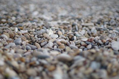 Full frame shot of pebbles on beach