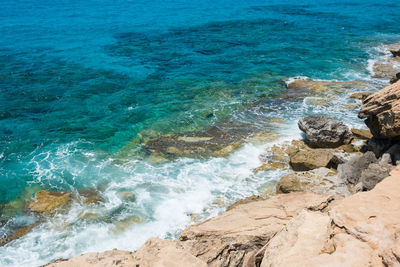 High angle view of beach against sky