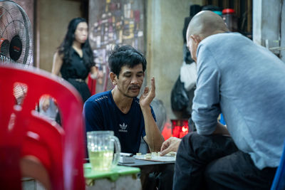 People eating food at restaurant