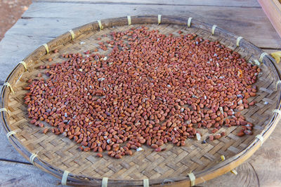 High angle view of fruits in basket at market