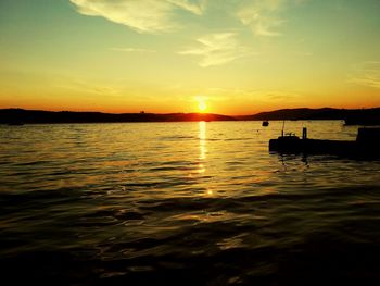 Scenic view of sea at sunset