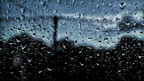 Full frame shot of raindrops on window