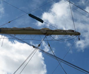 Low angle view of sailboat against sky