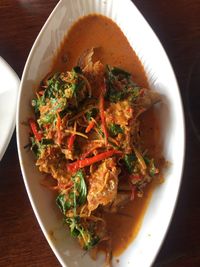 High angle view of meal served in bowl